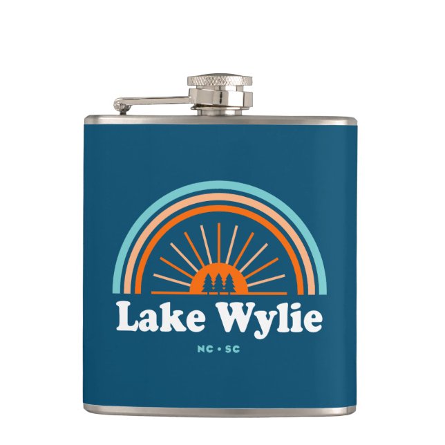 Lake Wylie North Carolina South Carolina Rainbow Hip Flask (Front)