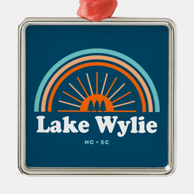 Lake Wylie North Carolina South Carolina Rainbow Metal Ornament (Front)