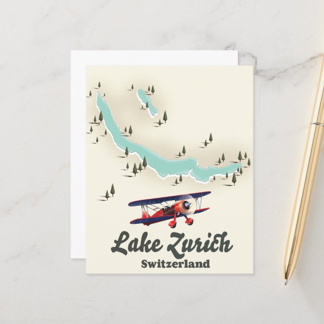 lake Zurich Switzerland map (Front/Back In Situ)