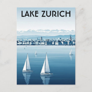 Lake Zurich Switzerland Travel Postcard