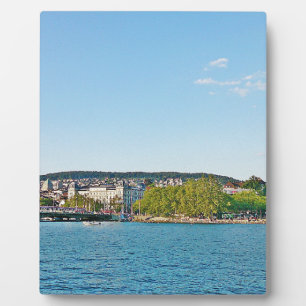 Lake Zurich, view to the Bellewue bridge Plaque
