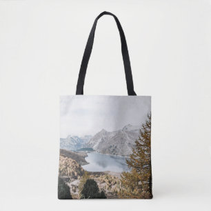 LAKED BETWEEN TWO MOUNTAINS TOTE BAG