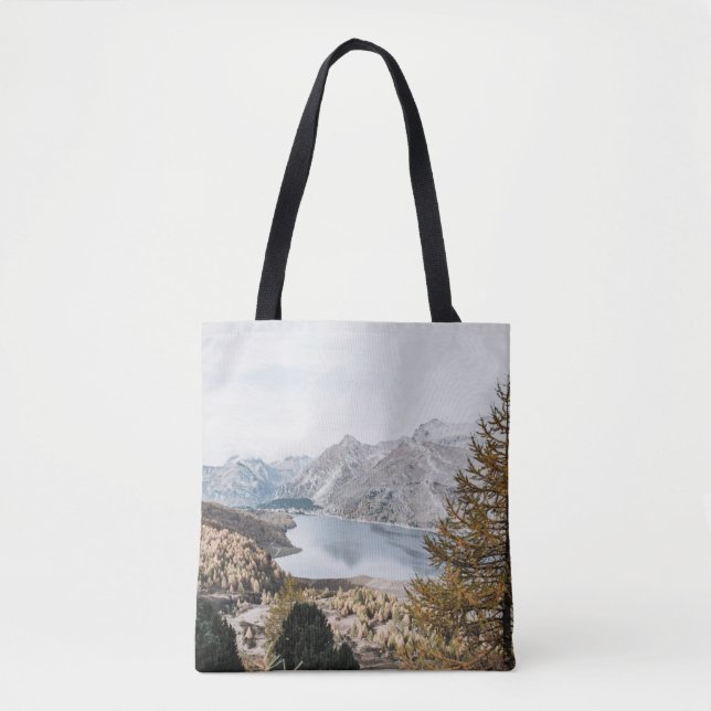 LAKED BETWEEN TWO MOUNTAINS TOTE BAG (Front)