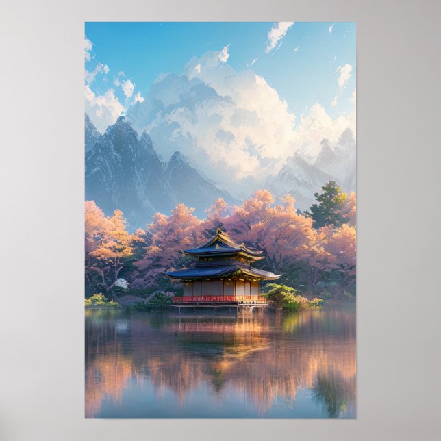 Lakefront Temple Retreat Poster (Front)