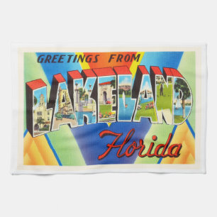 Lakeland Florida FL Old Vintage Travel Souvenir Tea Towel