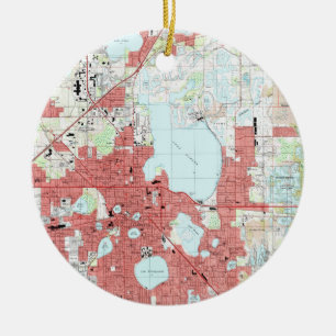 Lakeland Florida Map (1994) Ceramic Ornament