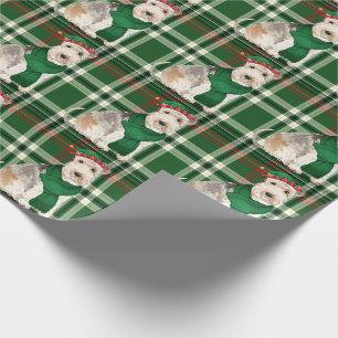 Lakeland Terrier Dog and Green Plaid Christmas Wrapping Paper