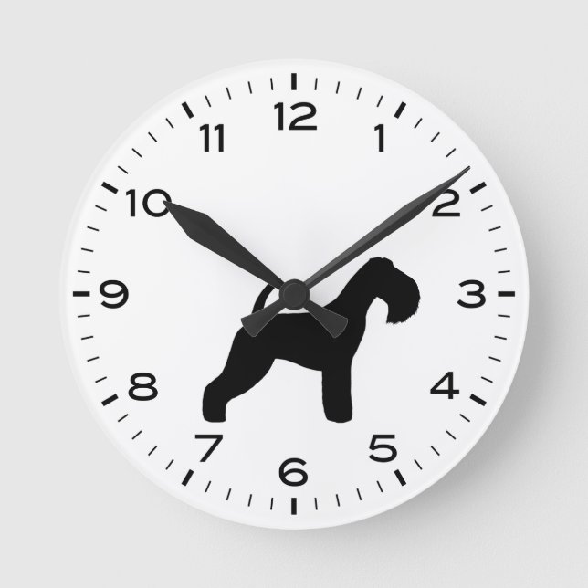 Lakeland Terrier Dog Breed Silhouette Round Clock (Front)