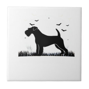 Lakeland Terrier Dog � Halloween Moon Silhouette C Ceramic Tile