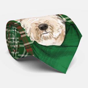 Lakeland Terrier Dog Lover Green Plaid Christmas Tie