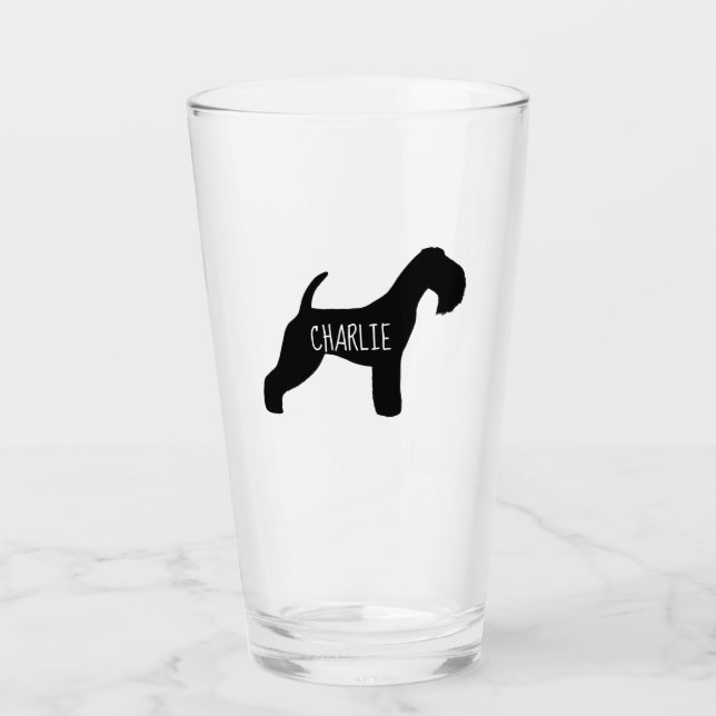Lakeland Terrier Dog Silhouette Personalised Glass (Front)