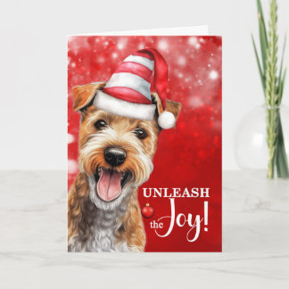 Lakeland Terrier Dog Unleash the Joy Christmas Holiday Card