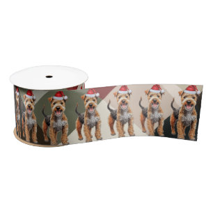 Lakeland Terrier Holiday Plaid Funny Dog Christmas Satin Ribbon