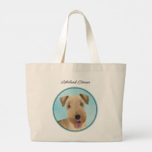 Lakeland Terrier Painting Cute Original Dog Art Large Tote Bag