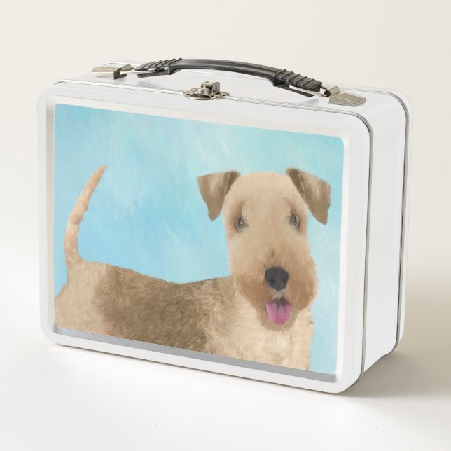 Lakeland Terrier Painting - Cute Original Dog Art Metal Lunch Box (Front)