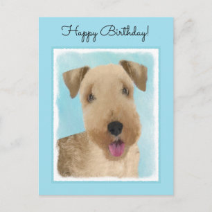 Lakeland Terrier Painting - Cute Original Dog Art Postcard