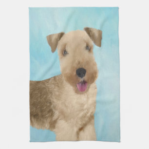 Lakeland Terrier Painting - Cute Original Dog Art Tea Towel