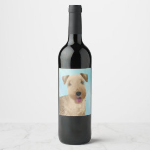 Lakeland Terrier Painting - Cute Original Dog Art Wine Label