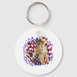 Lakeland Terrier Patriot Key Ring