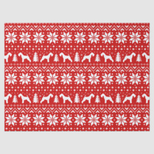 Lakeland Terrier Silhouettes Christmas Pattern Red Tissue Paper