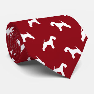 Lakeland Terrier Silhouettes Pattern Red Tie