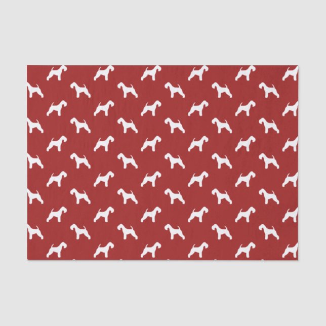 Lakeland Terrier Silhouettes Pattern Red Tissue Paper (Front)