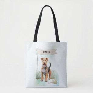 Lakeland Terrier Watercolor Personalised Dog Tote Bag