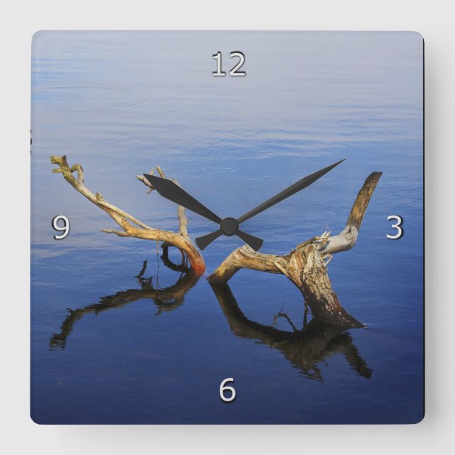 Lakes Edge Tranquility Square Wall Clock (Front)