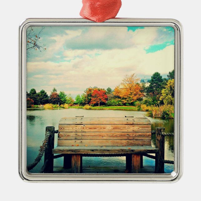 Lakeside Bench Metal Tree Decoration (Front)