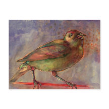 Lakeside Bird Watercolor painting postcard