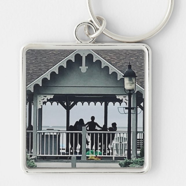 Lakeside Chautauqua Yoga Silhouette Print  Key Ring (Front)