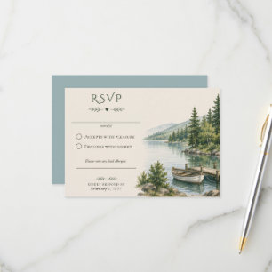 Lakeside Elegant Watercolor Outdoor Nature Wedding RSVP Card