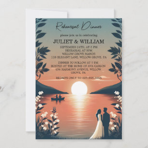 Lakeside Forest Outdoor Lake Rehearsal Dinner Invitation