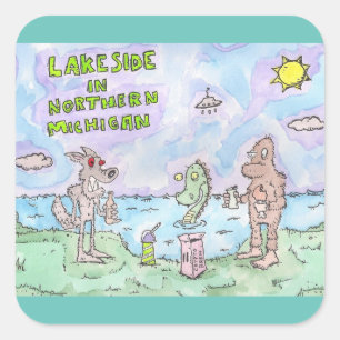 Lakeside In Michigan Square Sticker