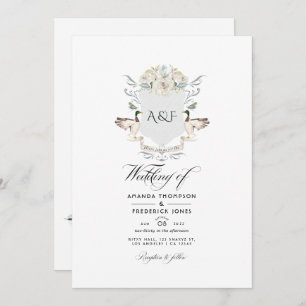Lakeside Monogram Crest Wedding Photo Invitation