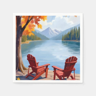 Lakeside Morning Peaceful Mountain Landscape Art Napkin