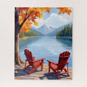 Lakeside Morning Peaceful Mountain Landscape Jigsaw Puzzle