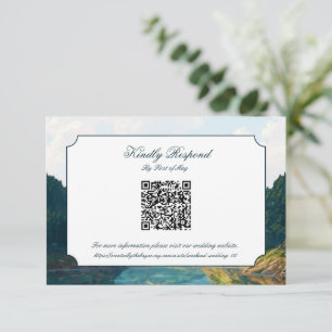 Lakeside Mountain Valley Wedding QR code RSVP Card