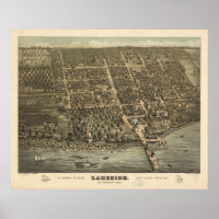 Lakeside Ohio 1884 Antique Panoramic Map