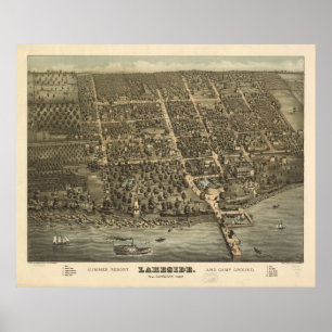 Lakeside Ohio 1884 Antique Panoramic Map Poster