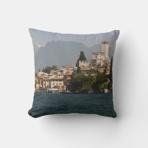 Lakeside town, Malcesine, Verona Province, Italy Cushion