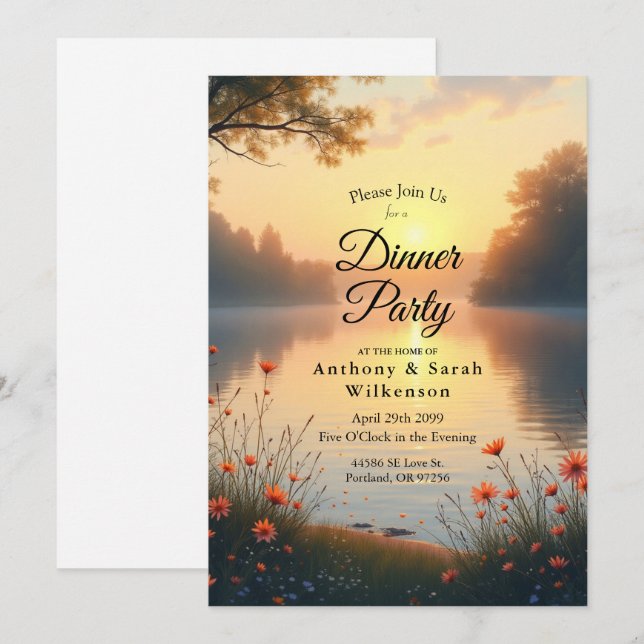 Lakeside Twilight Whispers by the Water Invitation (Front/Back)