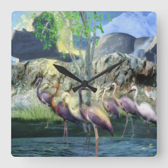 Lakeside View Square Wall Clock (Front)