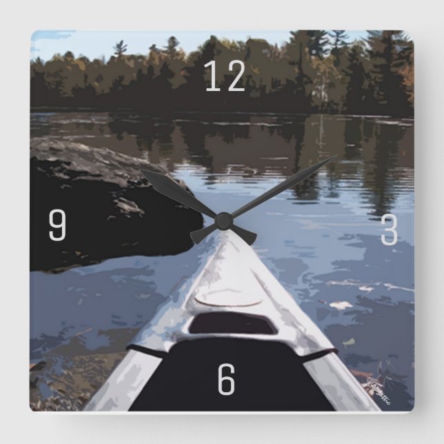 Lakeview Canoe Photography Square Wall Clock (Front)