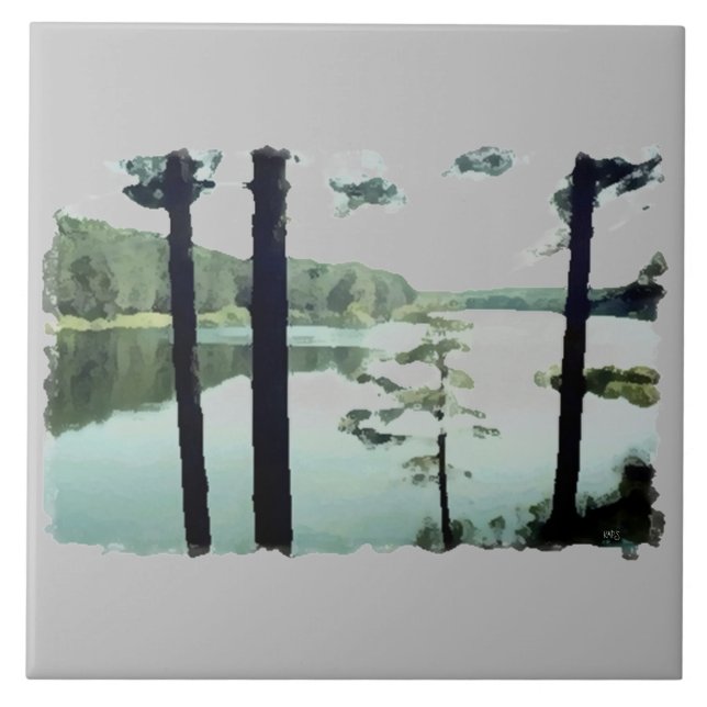 Lakeview Lake Photography Abstract Ceramic Tile (Front)