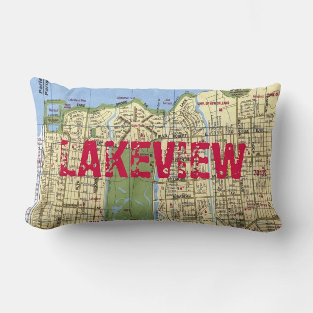 LAKEVIEW: New Orleans Map Lumbar Cushion (Front)