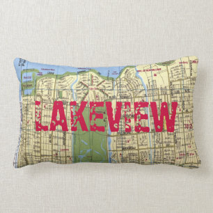 LAKEVIEW: New Orleans Map Lumbar Cushion