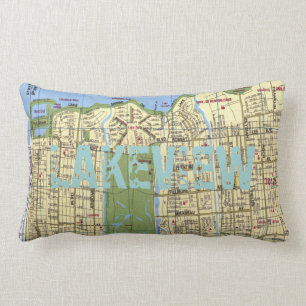 LAKEVIEW: New Orleans Map Lumbar Cushion