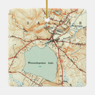 Lakeville CT Vintage Map Ceramic Ornament