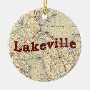 Lakeville Massachusetts Old Map Ceramic Ornament